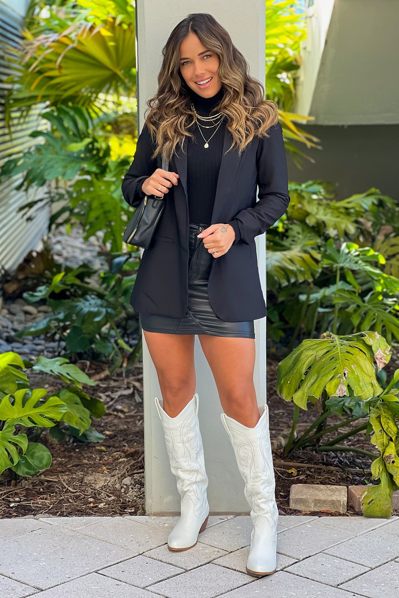 low cut black blazer