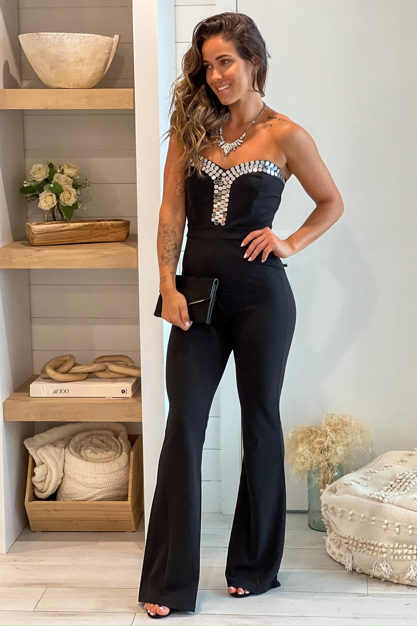 Black Strapless Jumpsuit With Details | Jumpsuits – Saved by the Dress