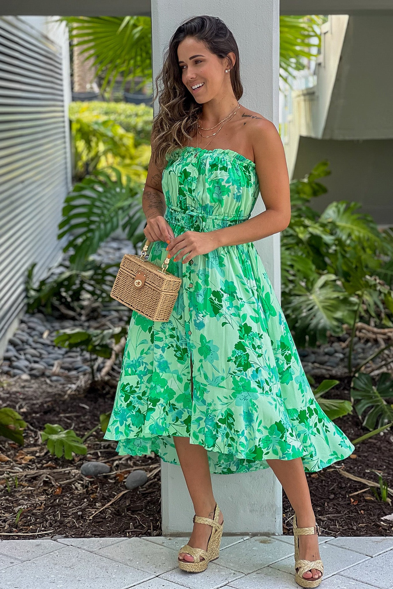 green emerald velvet dress High Low Green Floral Tulle Party Dress – Ohmollydress main image 0