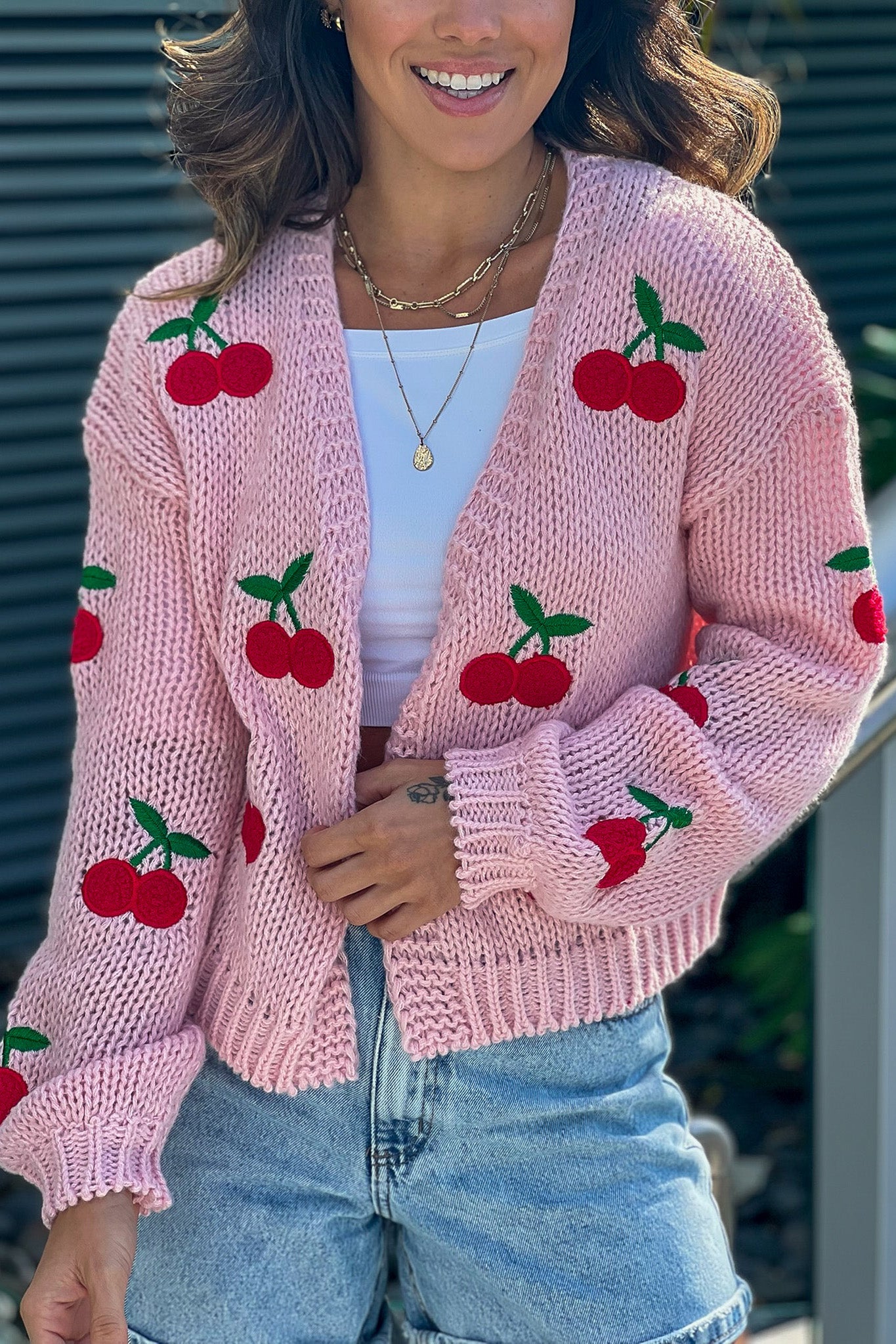 Light Pink Cherry Cardigan – Saved by the Dress