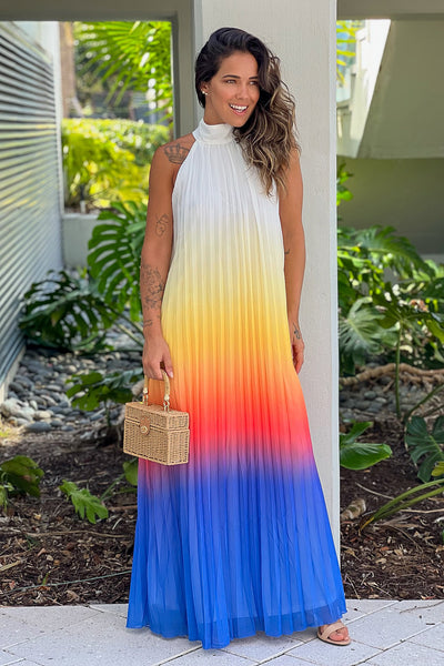 multi color ombre maxi dress