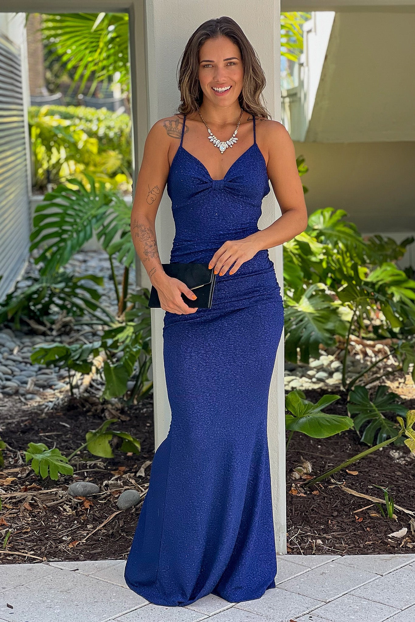 Navy Floor Length Dress