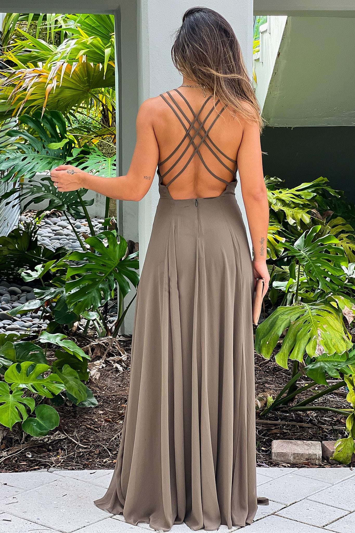 Olive Maxi Dress With Criss Cross Back  Shop Maxi Dresses at Saved by the  Dress