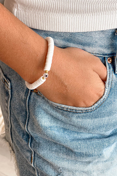 white beaded bracelet