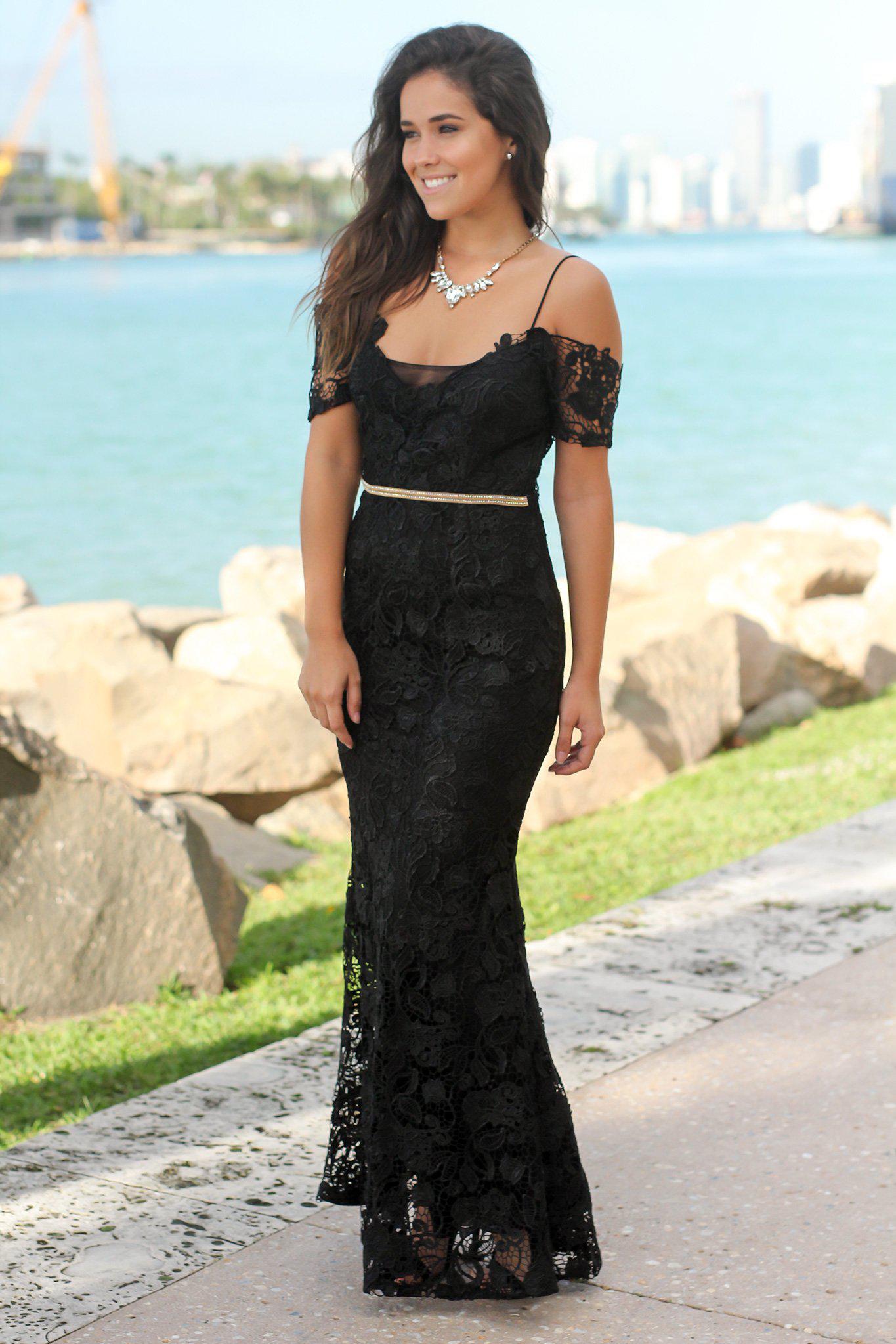Vintage Black Crochet Maxi Dress