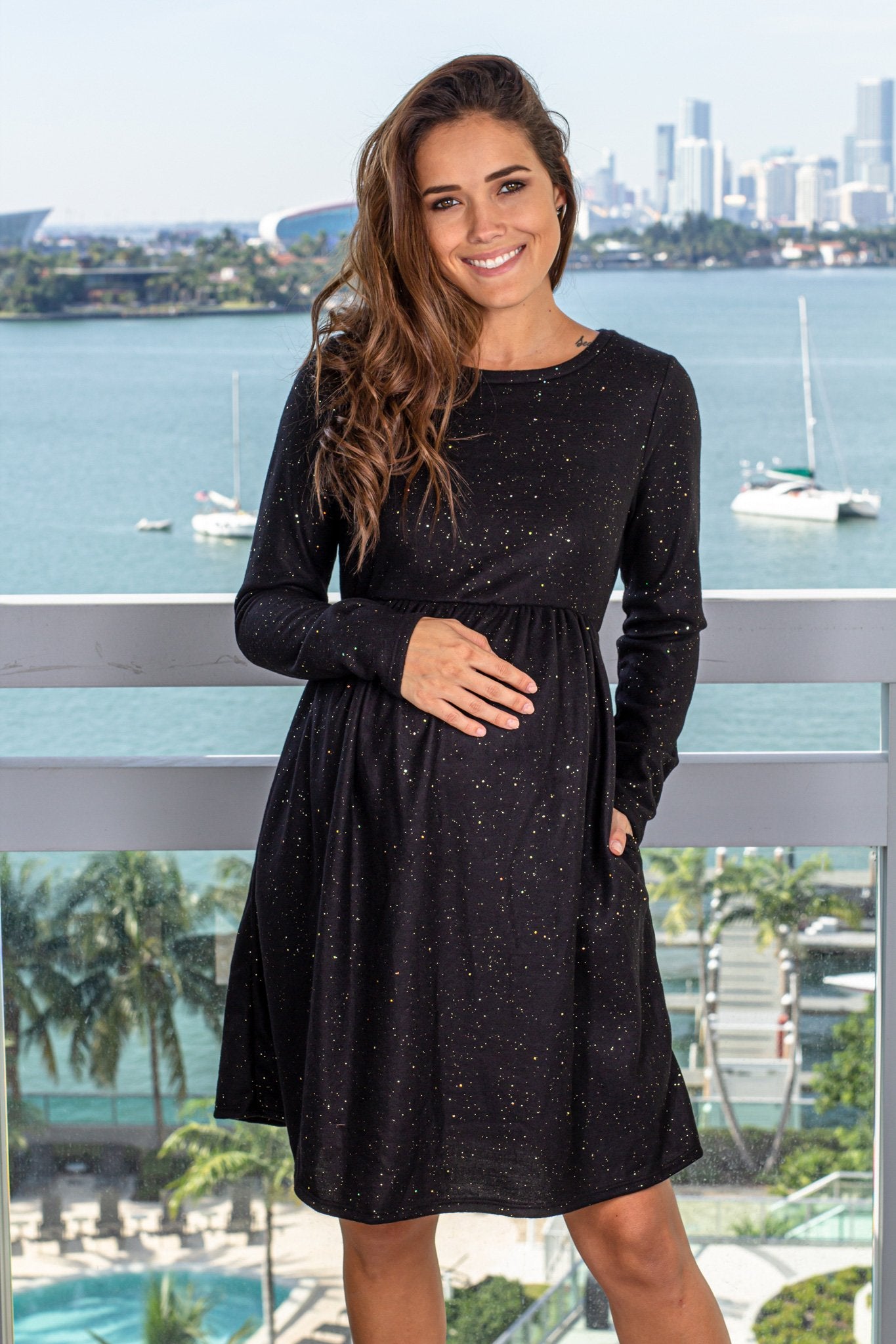 Black Glitter Short Dress