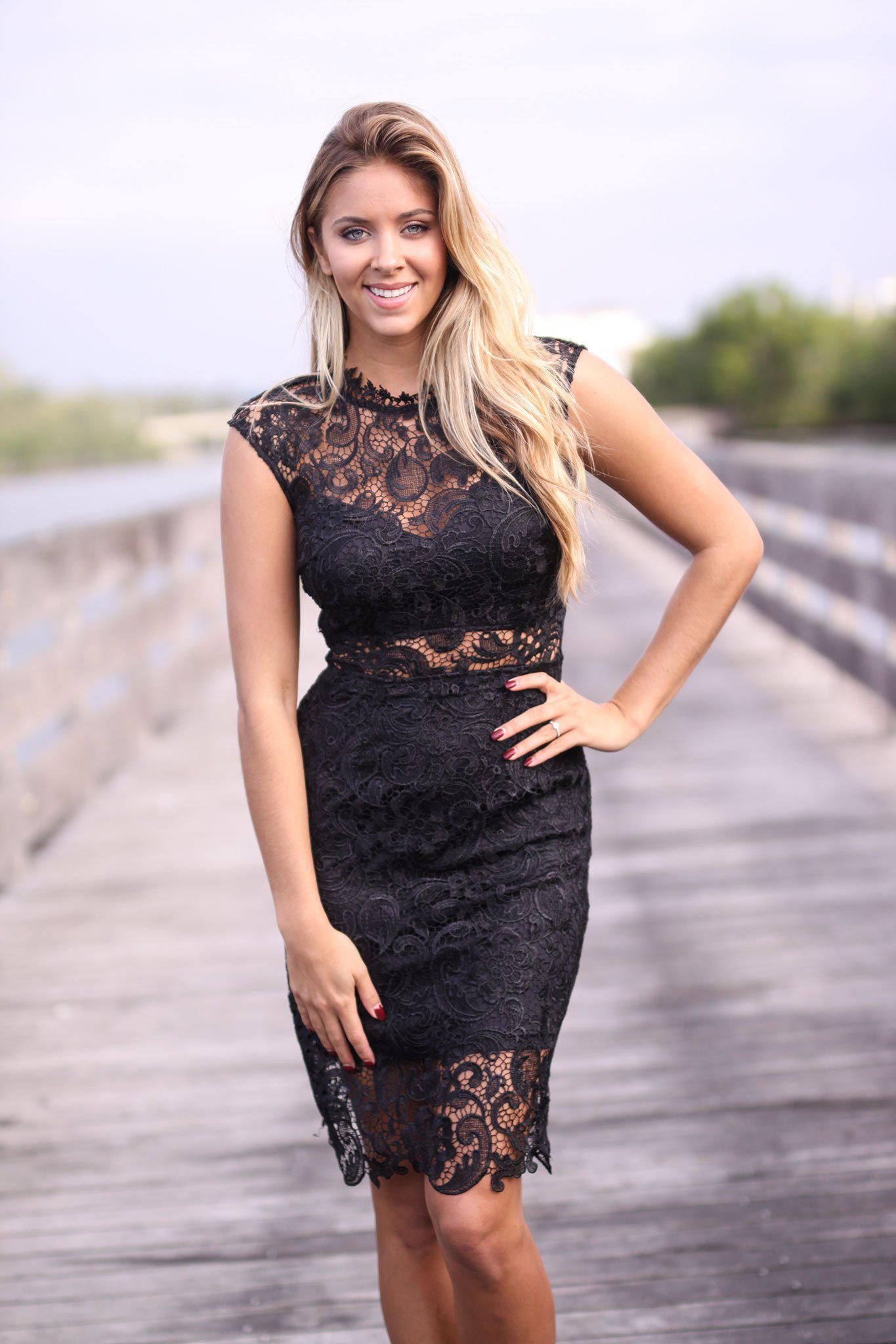 Black Lace Sleeveless Midi Dress | Cocktail Dresses Saved by the Dress Black Lace Sleeveless Midi Dress | Cocktail Dresses Saved by the Dress
