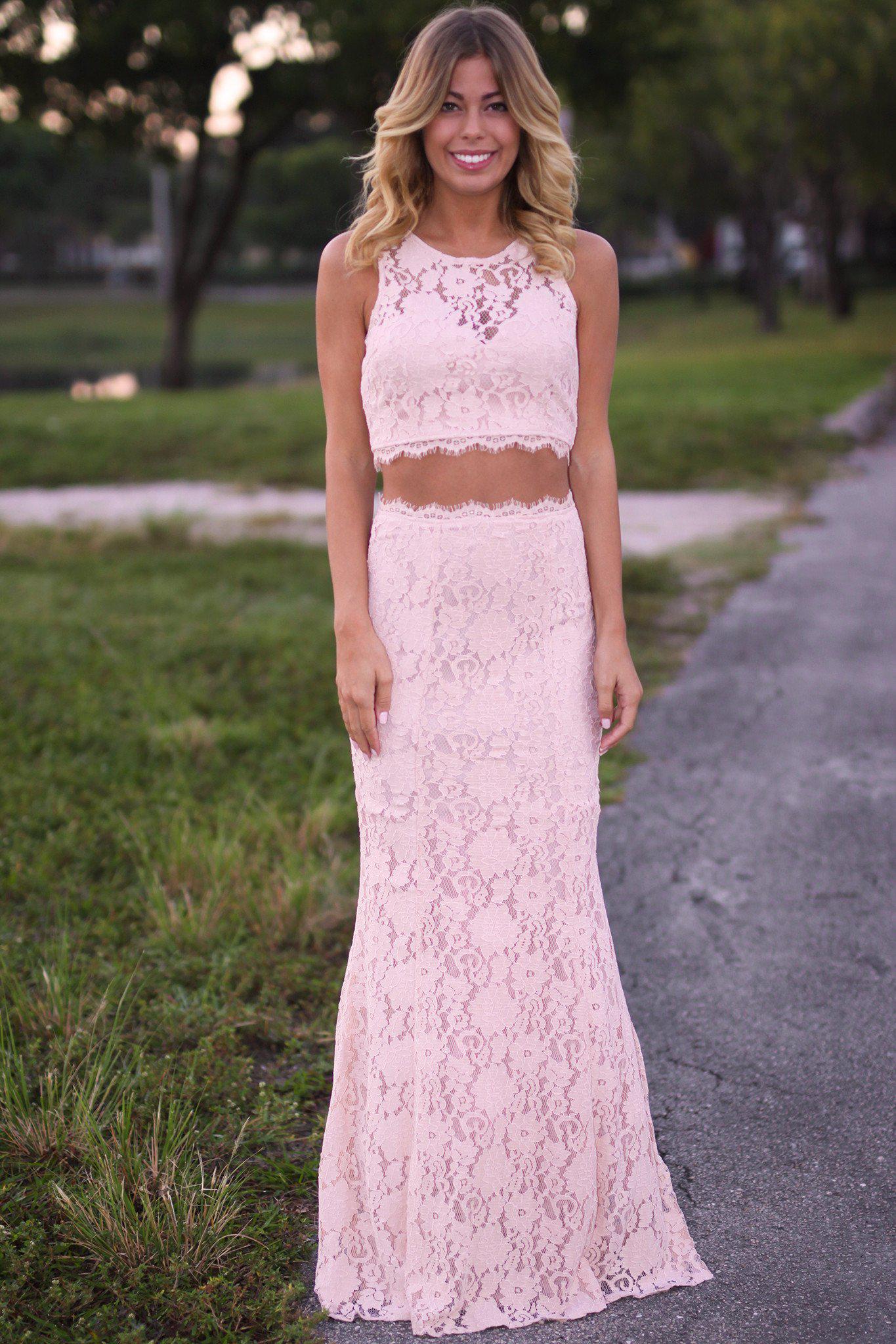 Maxi Skirt And Crop Top Set Stacy Glitter Lace Glitter Tulle Burgundy main image 1