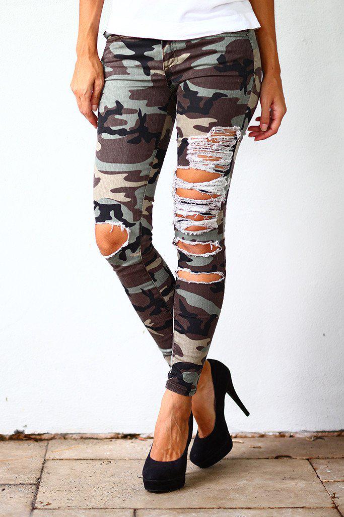 Camo Super Destroyed Skinny Jeans Destroyed Jeans Saved by the Dress