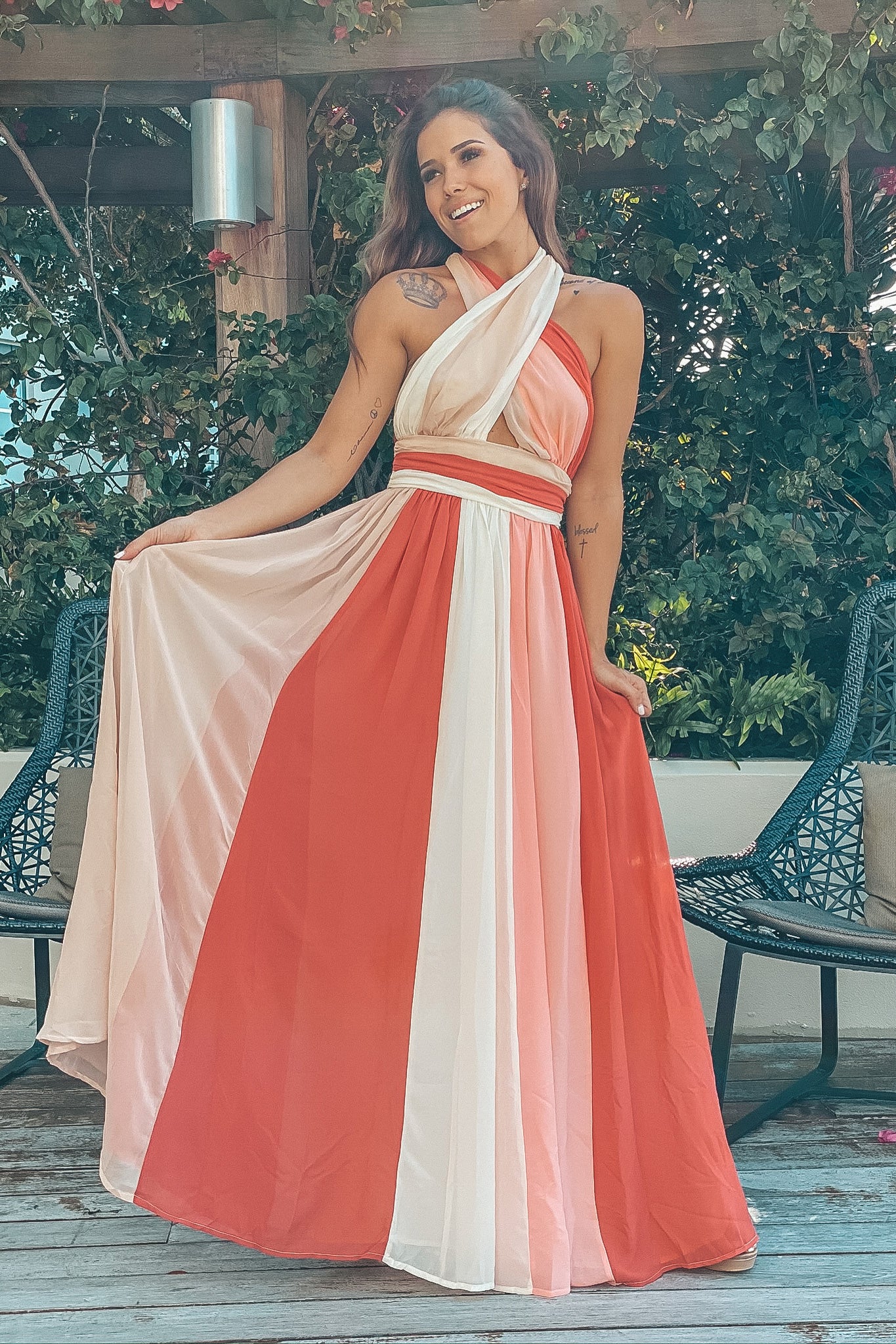 Coral Color Block Halter Neck Maxi Dress | Maxi Dresses Saved by the Dress Coral Color Block Halter Neck Maxi Dress | Maxi Dresses Saved by the Dress