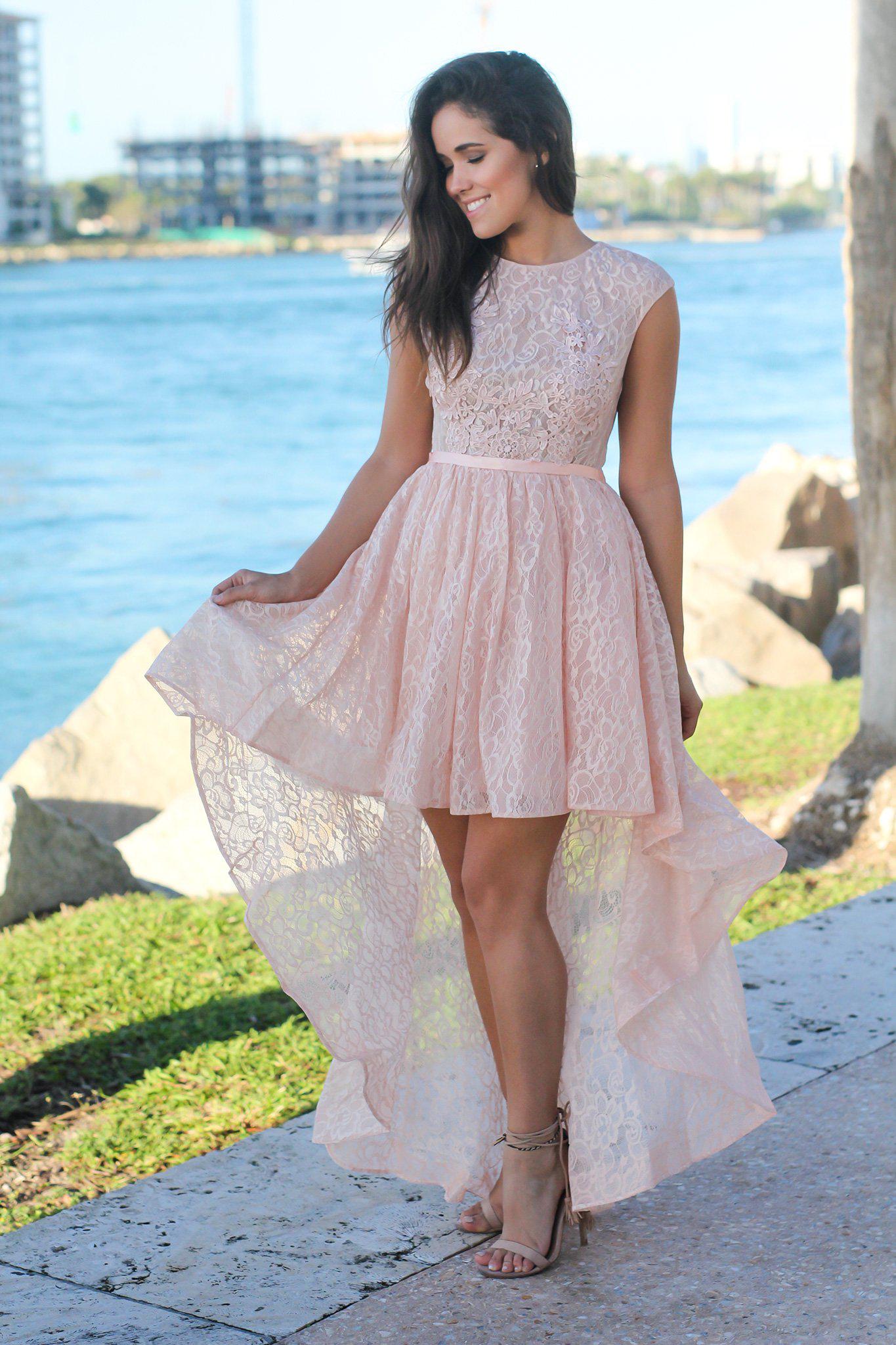 Blush High Low Lace Dress