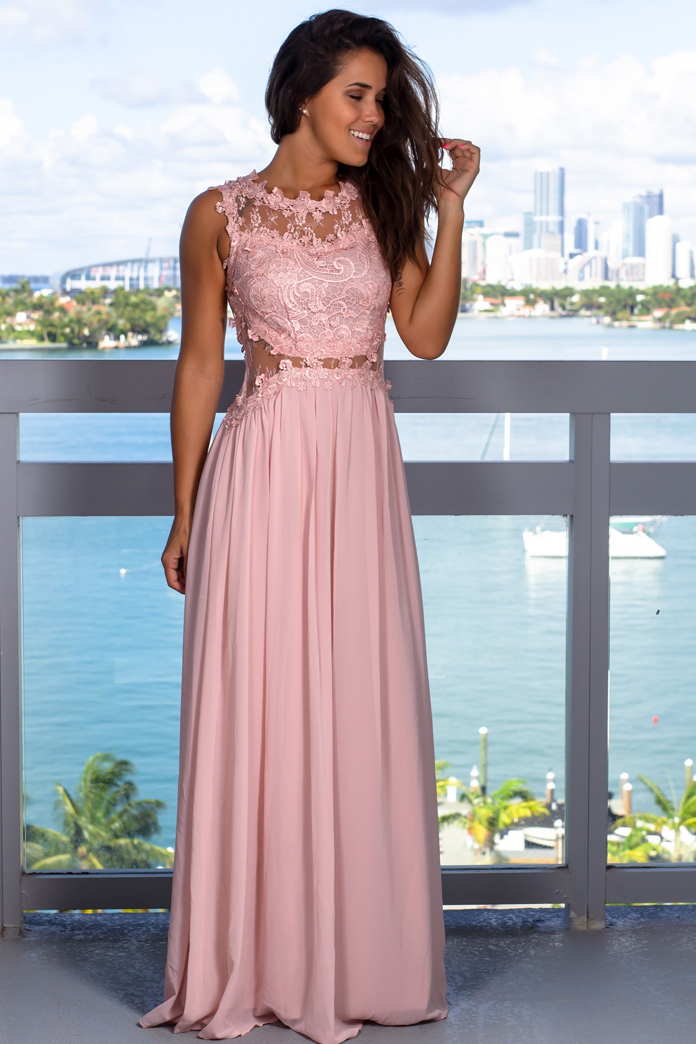 Dusty Pink Lace Top Maxi Dress | Formal Dresses Saved by the Dress Dusty Pink Lace Top Maxi Dress | Formal Dresses Saved by the Dress
