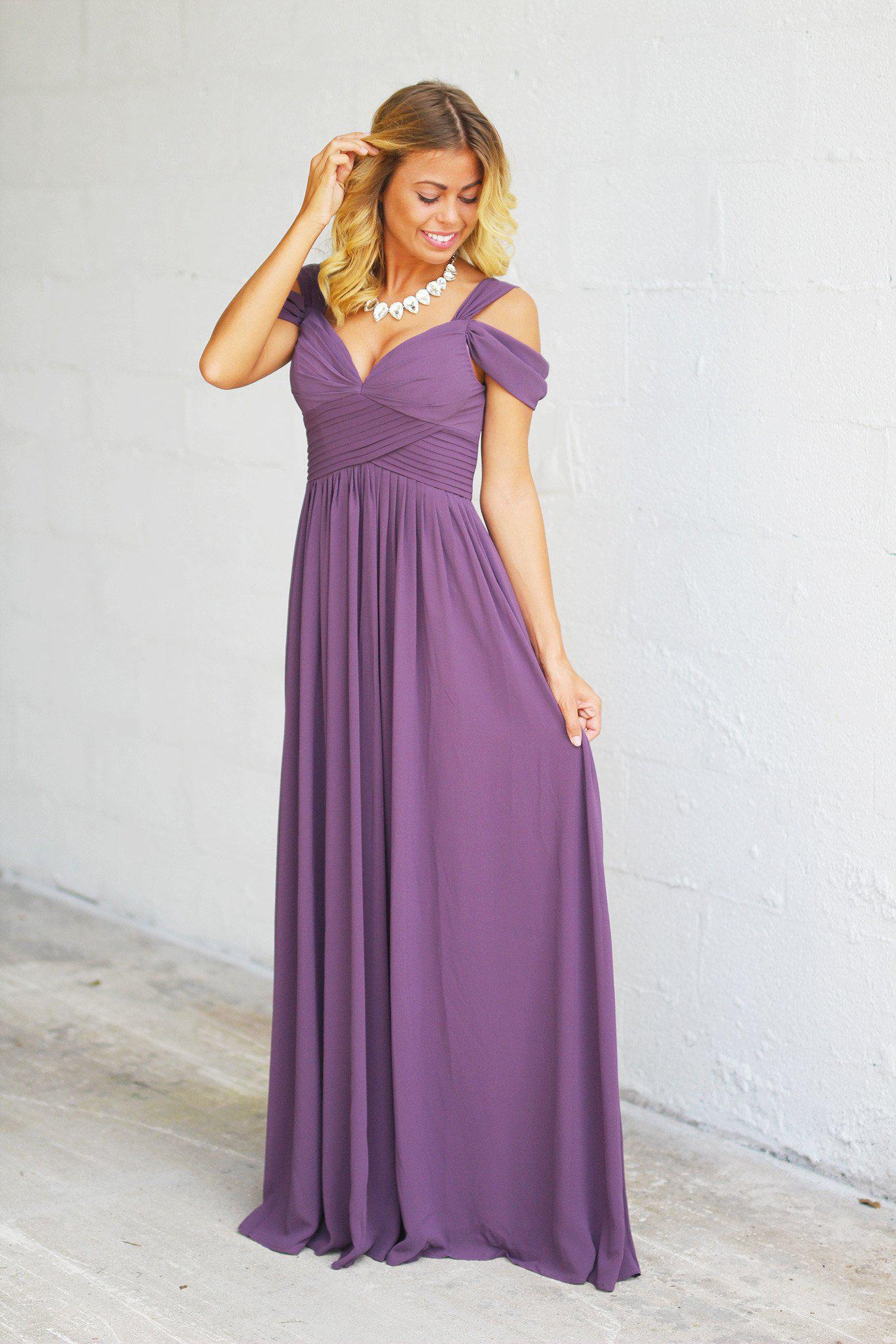 Dusty Purple Off Shoulder Maxi Dress | Dusty Purple Maxi Dress | Bridesmaid Dress Saved by the Dress Dusty Purple Off Shoulder Maxi Dress | Dusty Purple Maxi Dress | Bridesmaid Dress Saved by the Dress