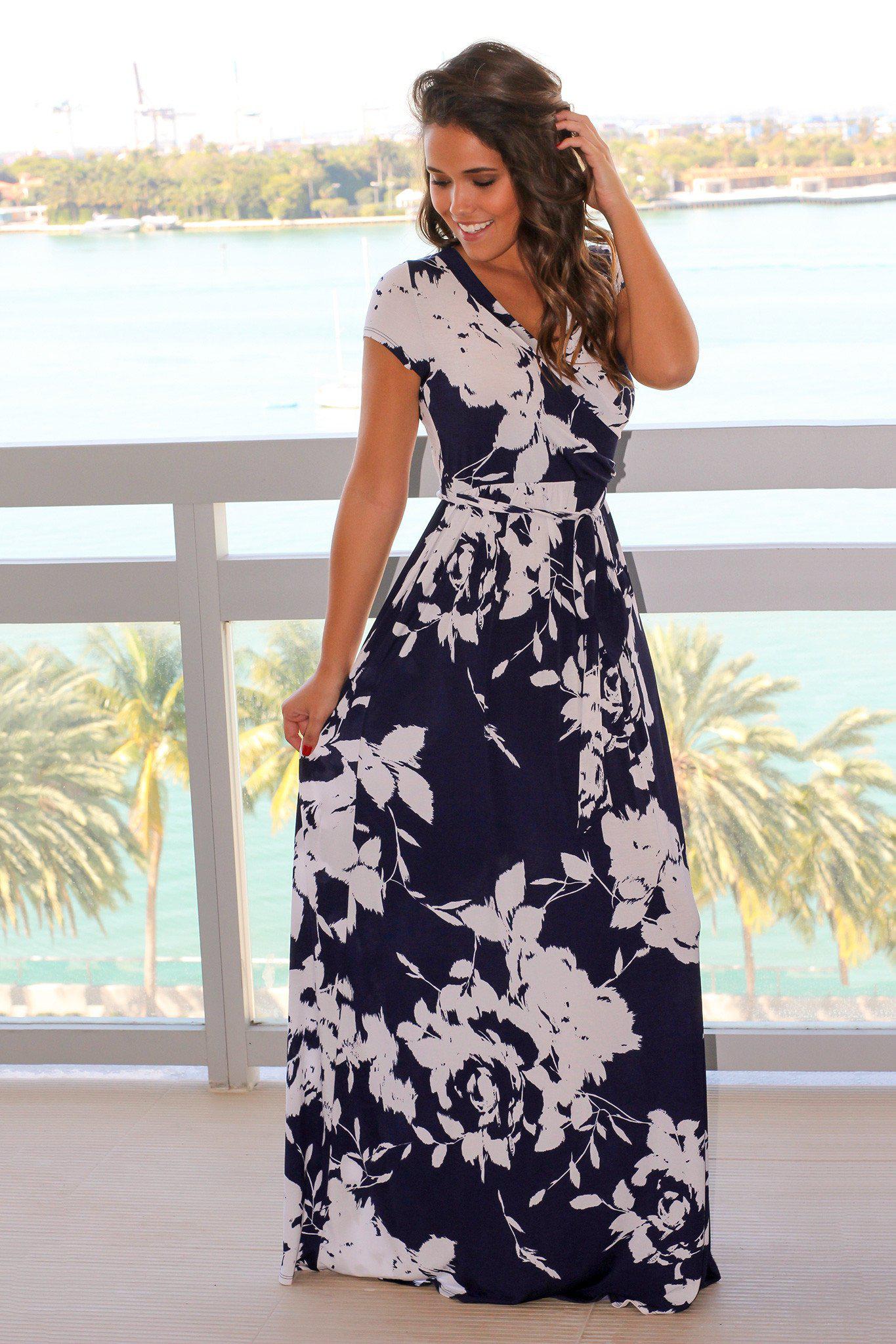 Navy and White Floral Maxi Dress | Maxi Dresses  Saved by the Dress