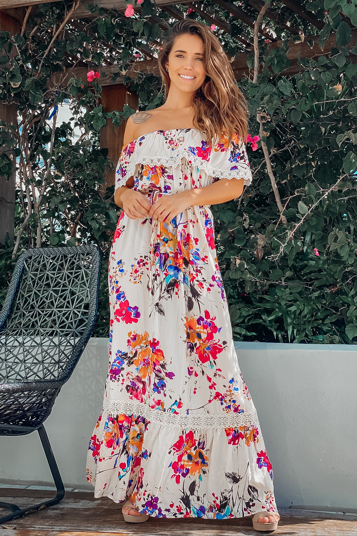 Off the shoulder summer maxi dress Outlet