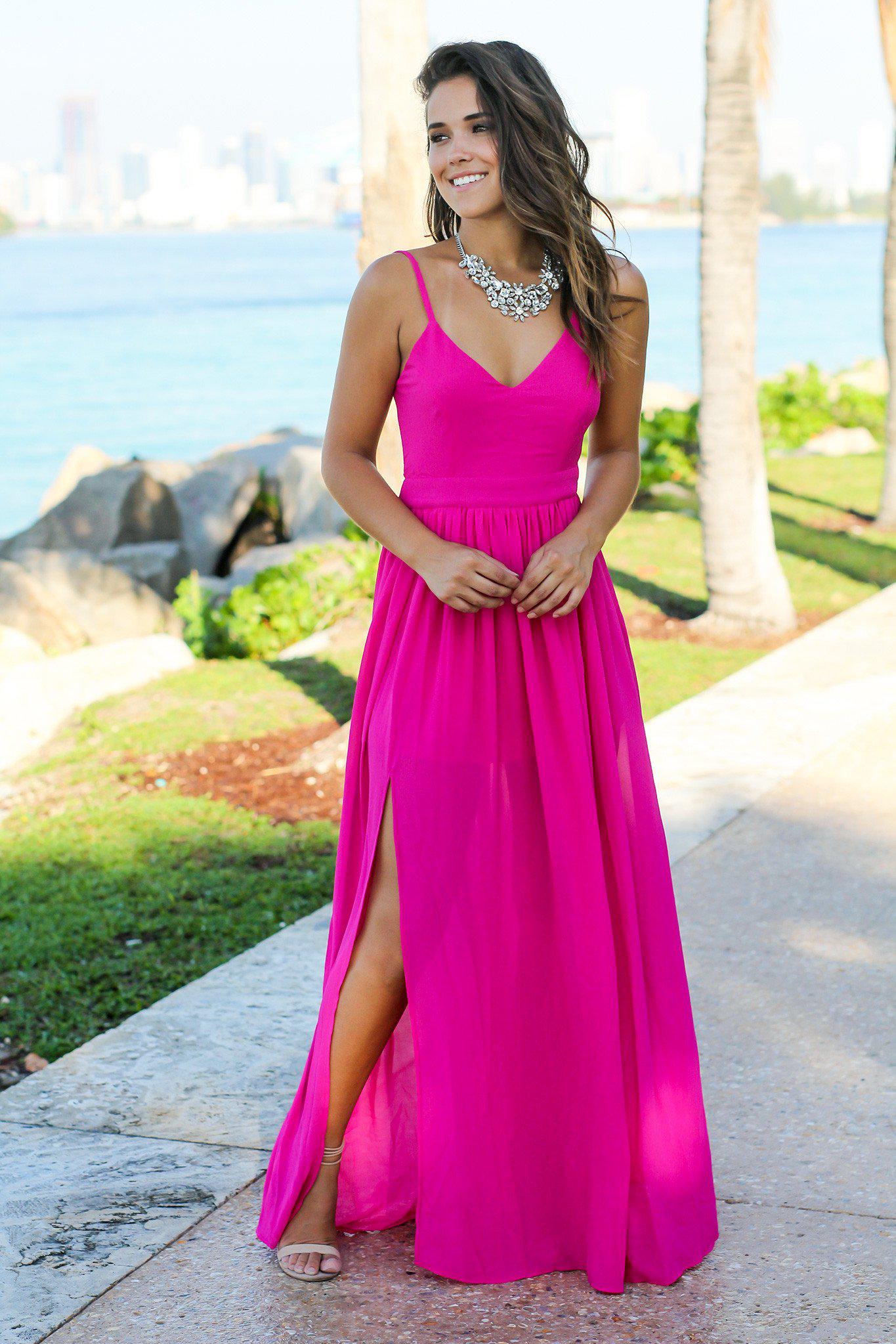 Fuchsia Maxi Dress with Open Back | Maxi Dresses Saved by the Dress Fuchsia Maxi Dress with Open Back | Maxi Dresses Saved by the Dress