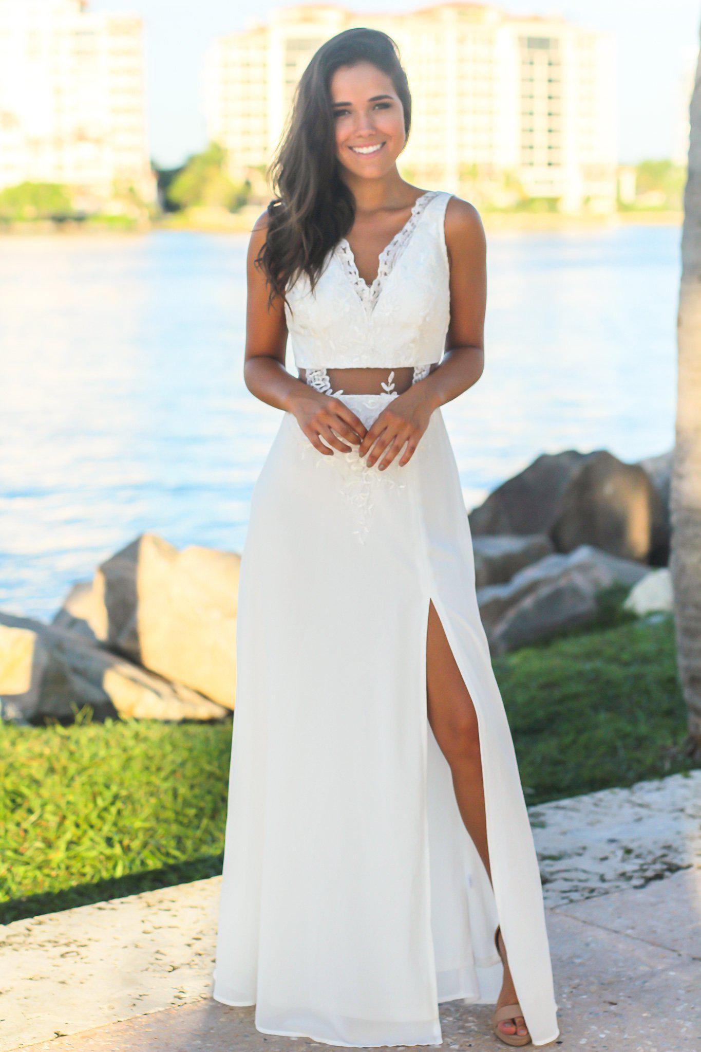 Ivory Maxi Dress with Waist Detail main image 0