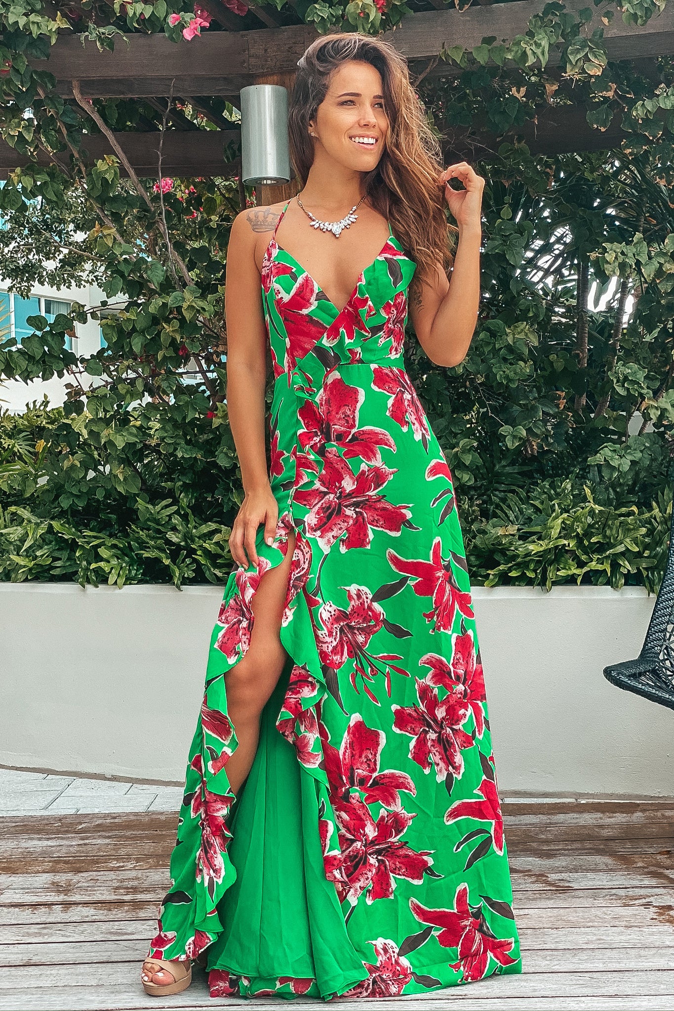 Green Floral Ruffled Maxi Dress | Maxi Dresses Saved by the Dress Green Floral Ruffled Maxi Dress | Maxi Dresses Saved by the Dress