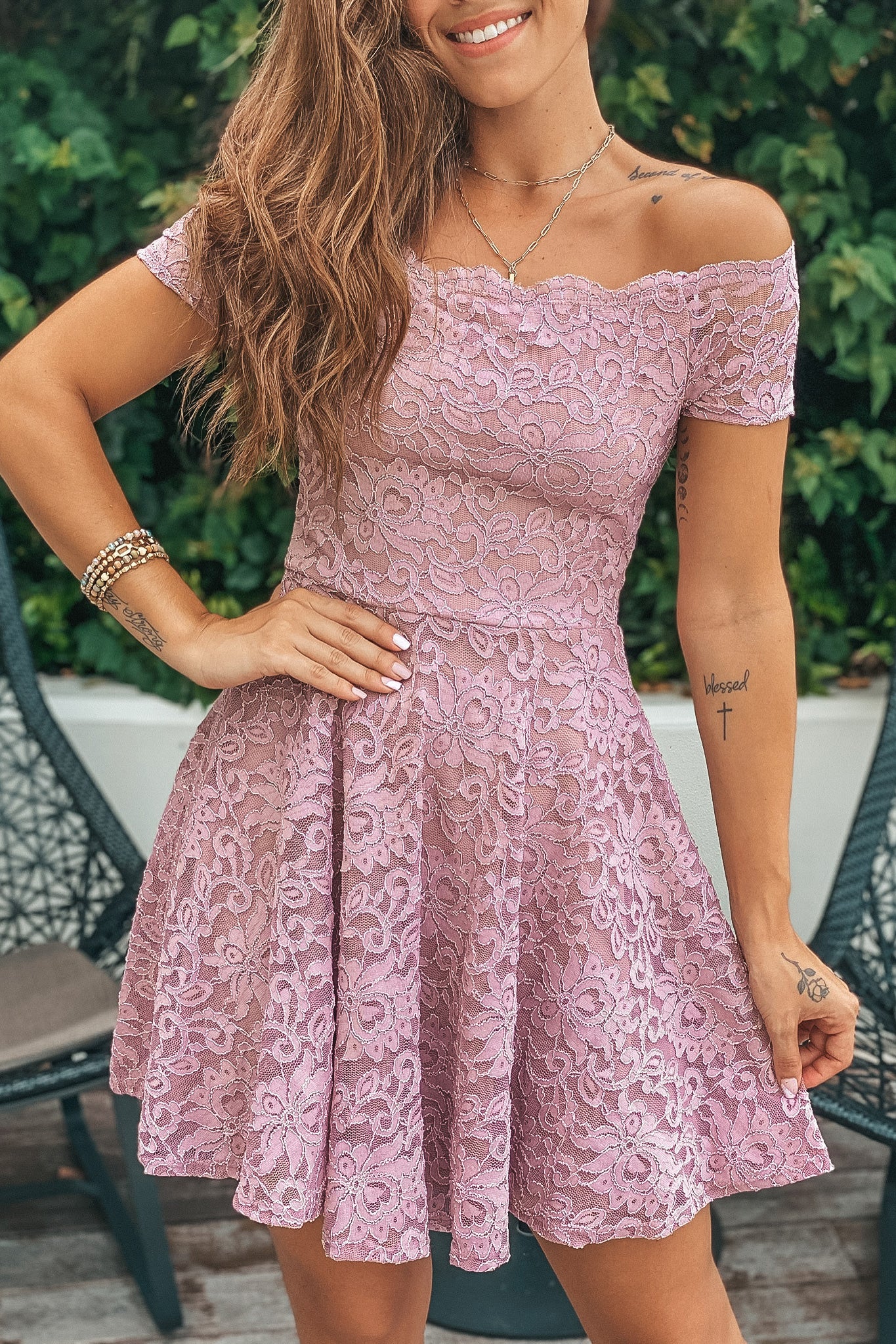 Mauve Off Shoulder Lace Short Dress | Short Dresses Saved by the Dress Mauve Off Shoulder Lace Short Dress | Short Dresses Saved by the Dress