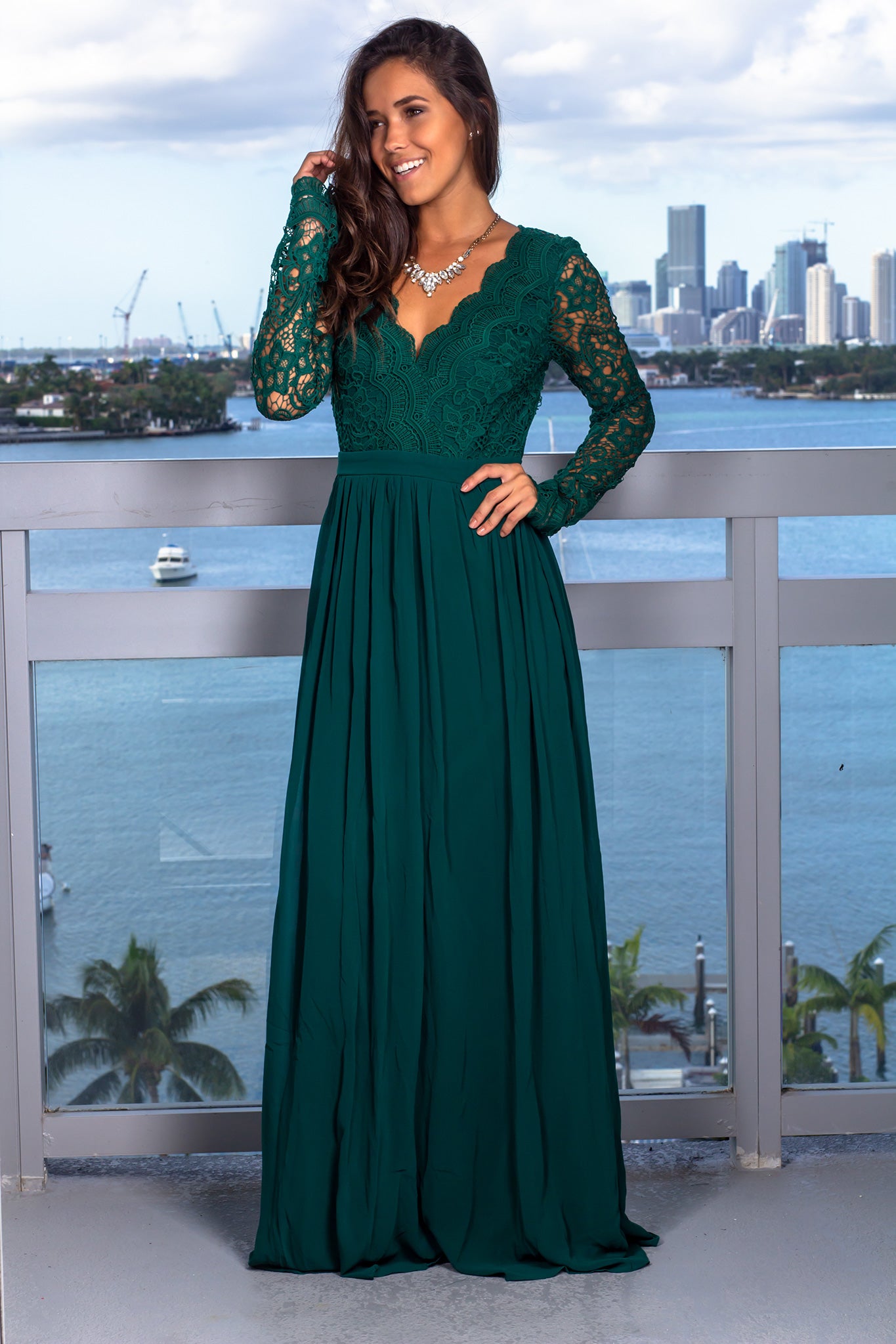 Hunter Green Crochet Maxi Dress with Open Back | Maxi Dresses  Saved by  the Dress