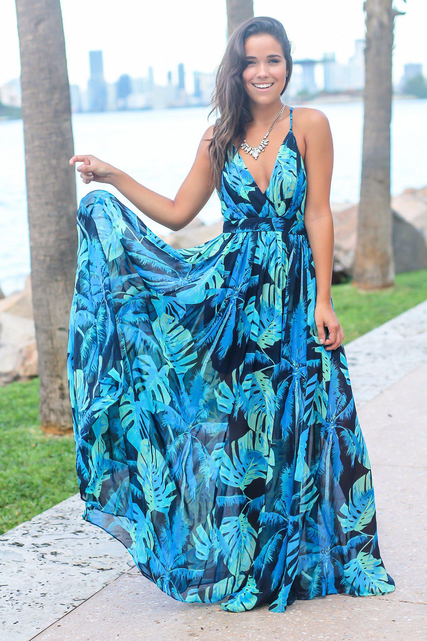 Navy Tropical Print Maxi Dress | Maxi Dresses Saved by the Dress Navy Tropical Print Maxi Dress | Maxi Dresses Saved by the Dress