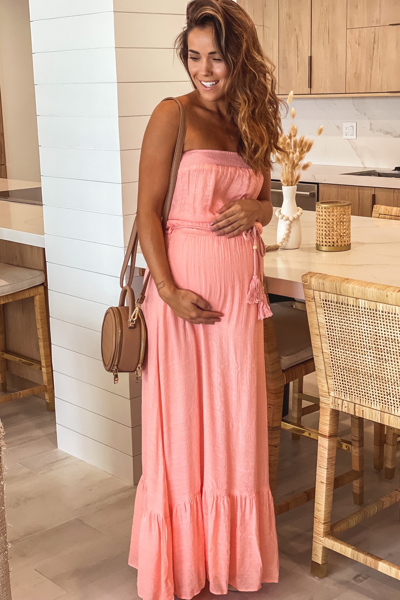 Pink Strapless Maternity Maxi Dress | Saved By The Dress Saved by the Dress Pink Strapless Maternity Maxi Dress | Saved By The Dress Saved by the Dress