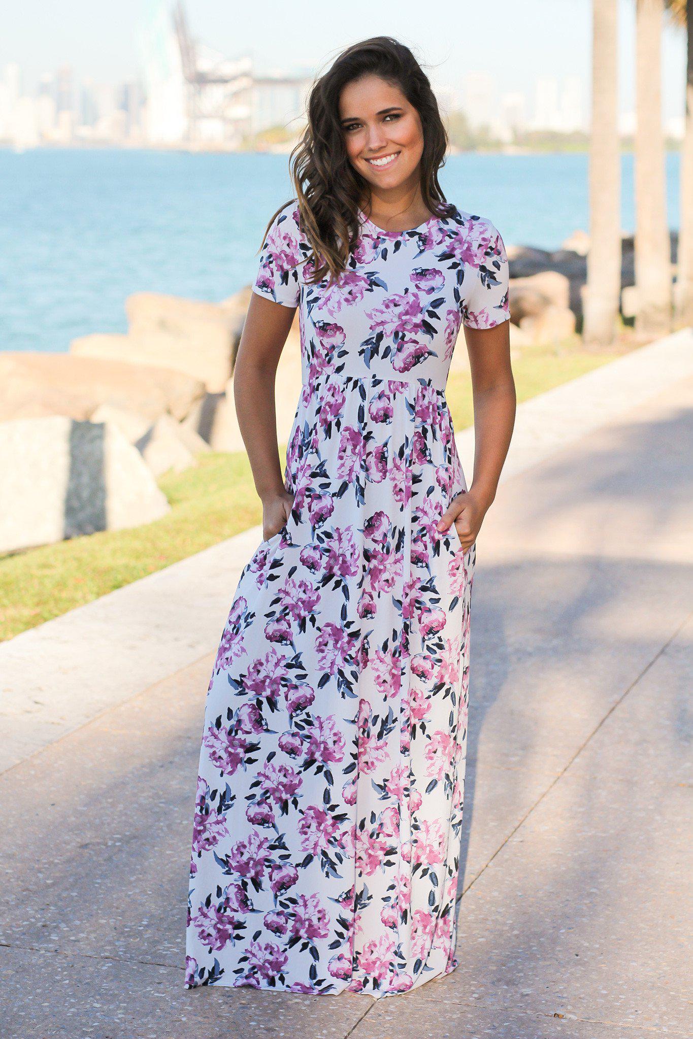 purple maxi dress floral Purple Floral Maxi Dress with Pockets purple maxi dress floral Purple Floral Maxi Dress with Pockets