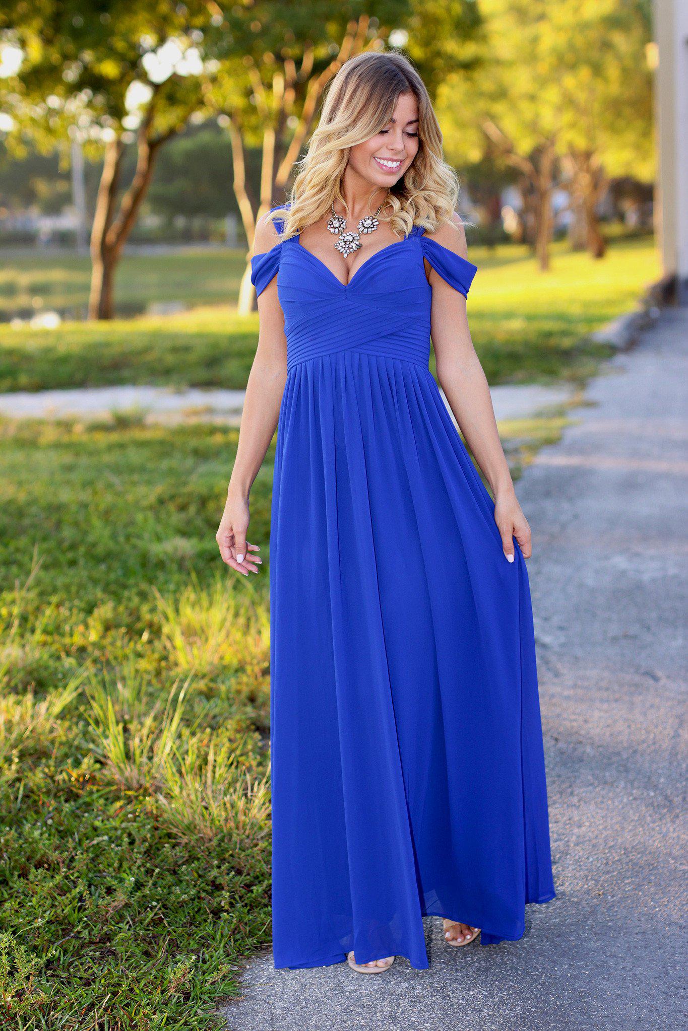 Royal Blue Off Shoulder Maxi Dress Royal Blue Maxi Dress Long Dress Saved by the Dress