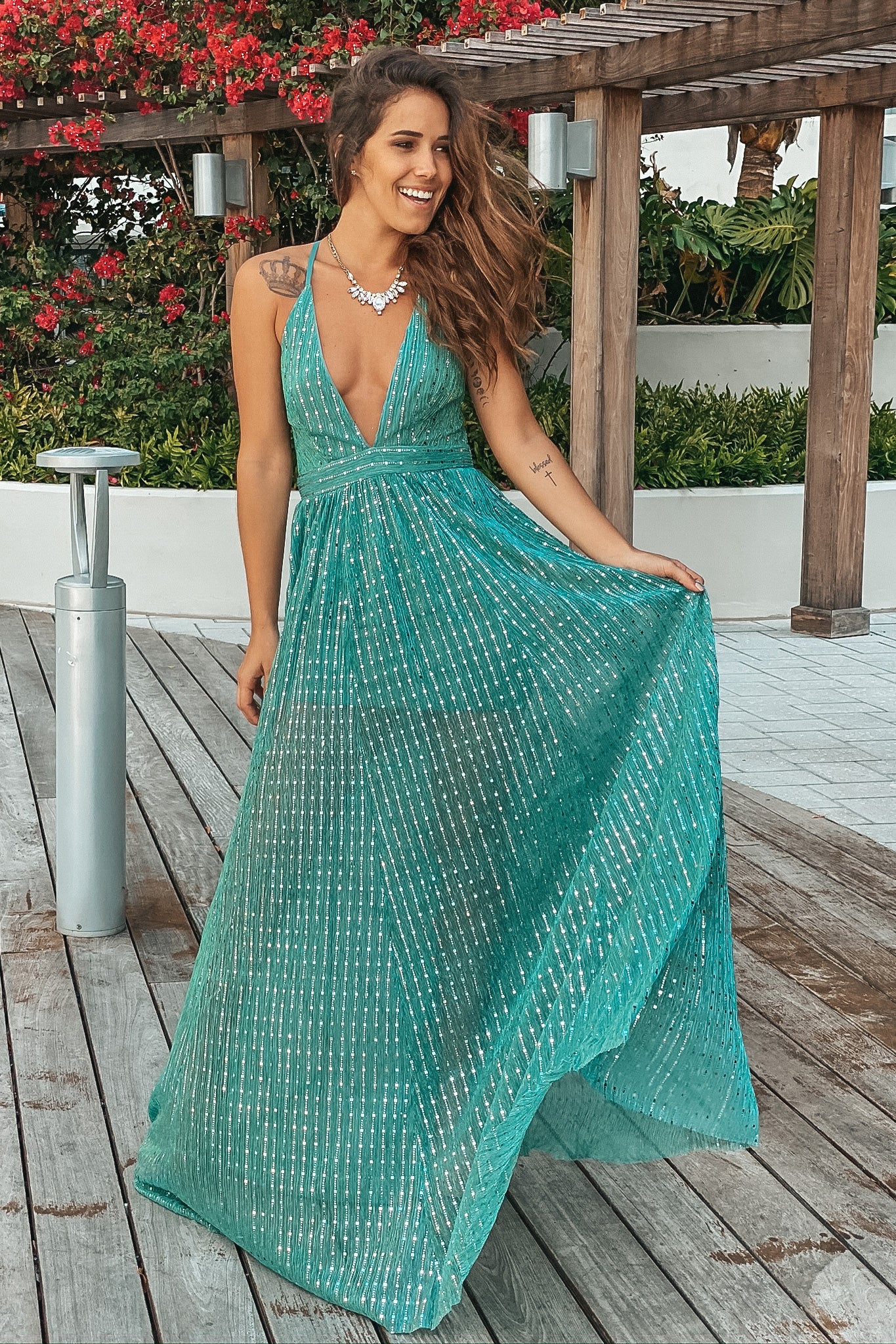 Seafoam Green Sequin Maxi Dress with Criss Cross Back | Maxi Dresses Saved by the Dress Seafoam Green Sequin Maxi Dress with Criss Cross Back | Maxi Dresses Saved by the Dress