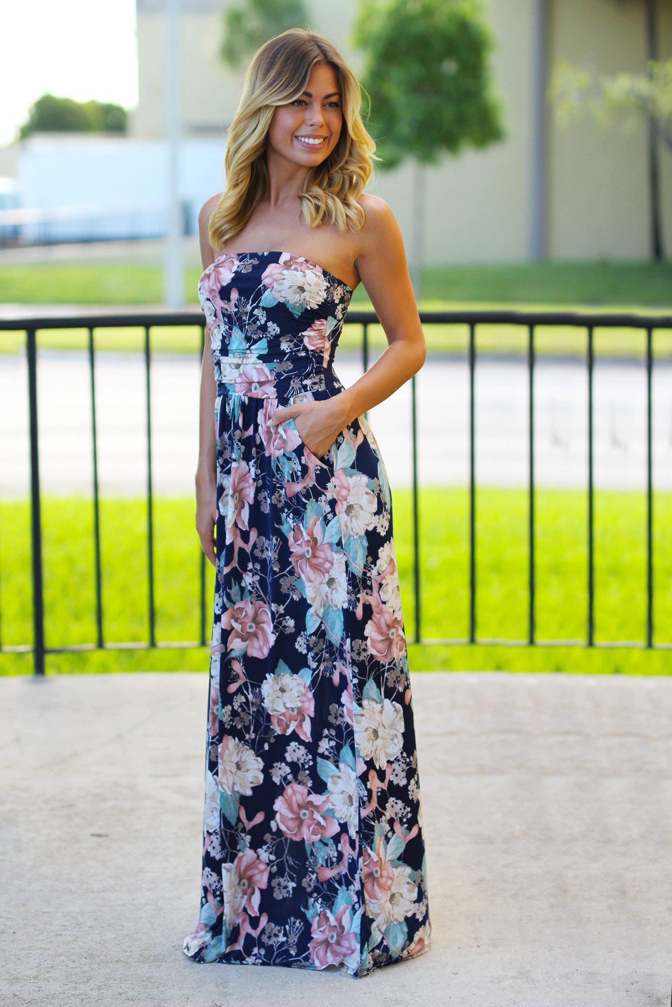 Strapless Maxi Dresses with Sweetheart Peach