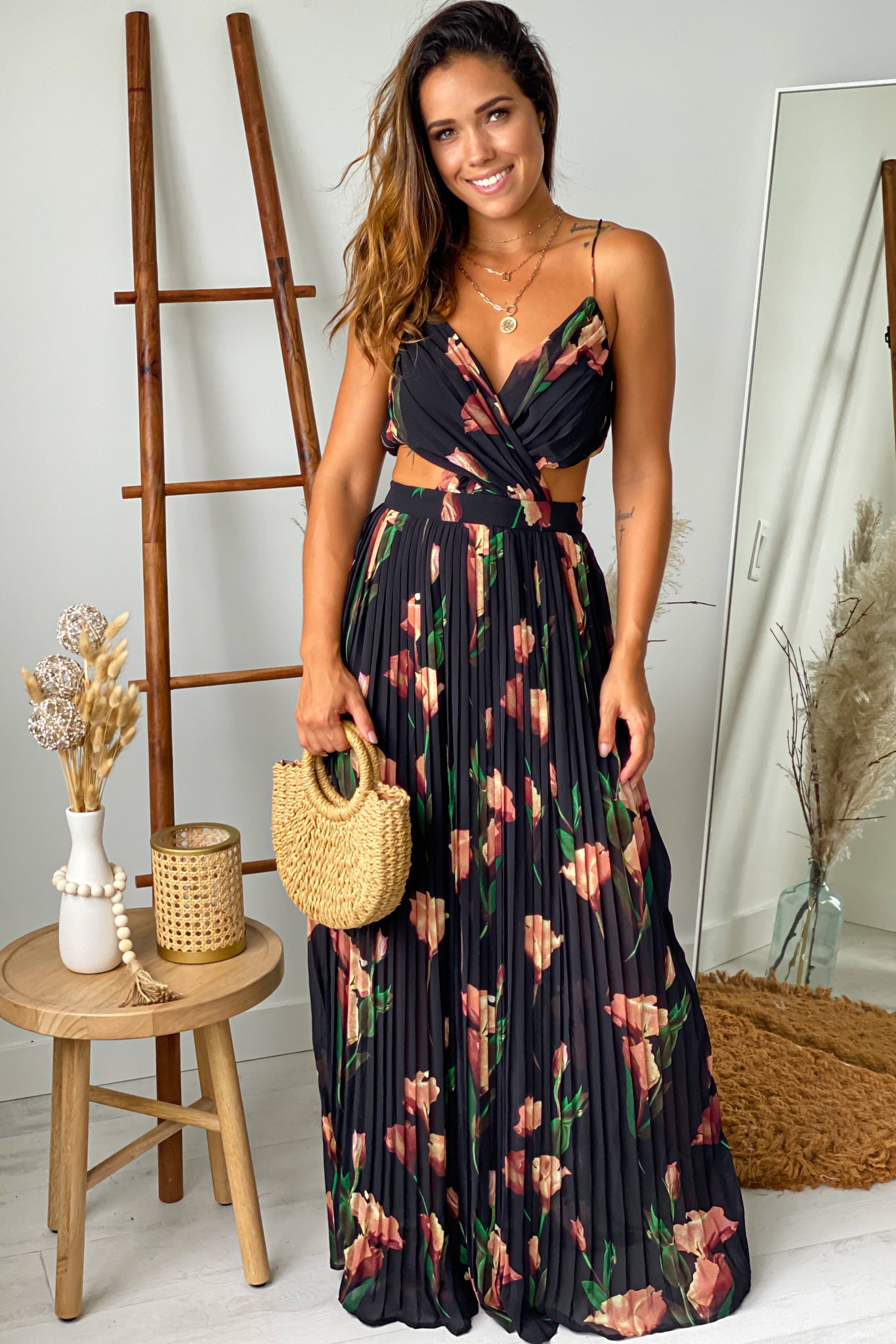 Black Floral Pleated Maxi Dress | Maxi Dresses Saved by the Dress Black Floral Pleated Maxi Dress | Maxi Dresses Saved by the Dress