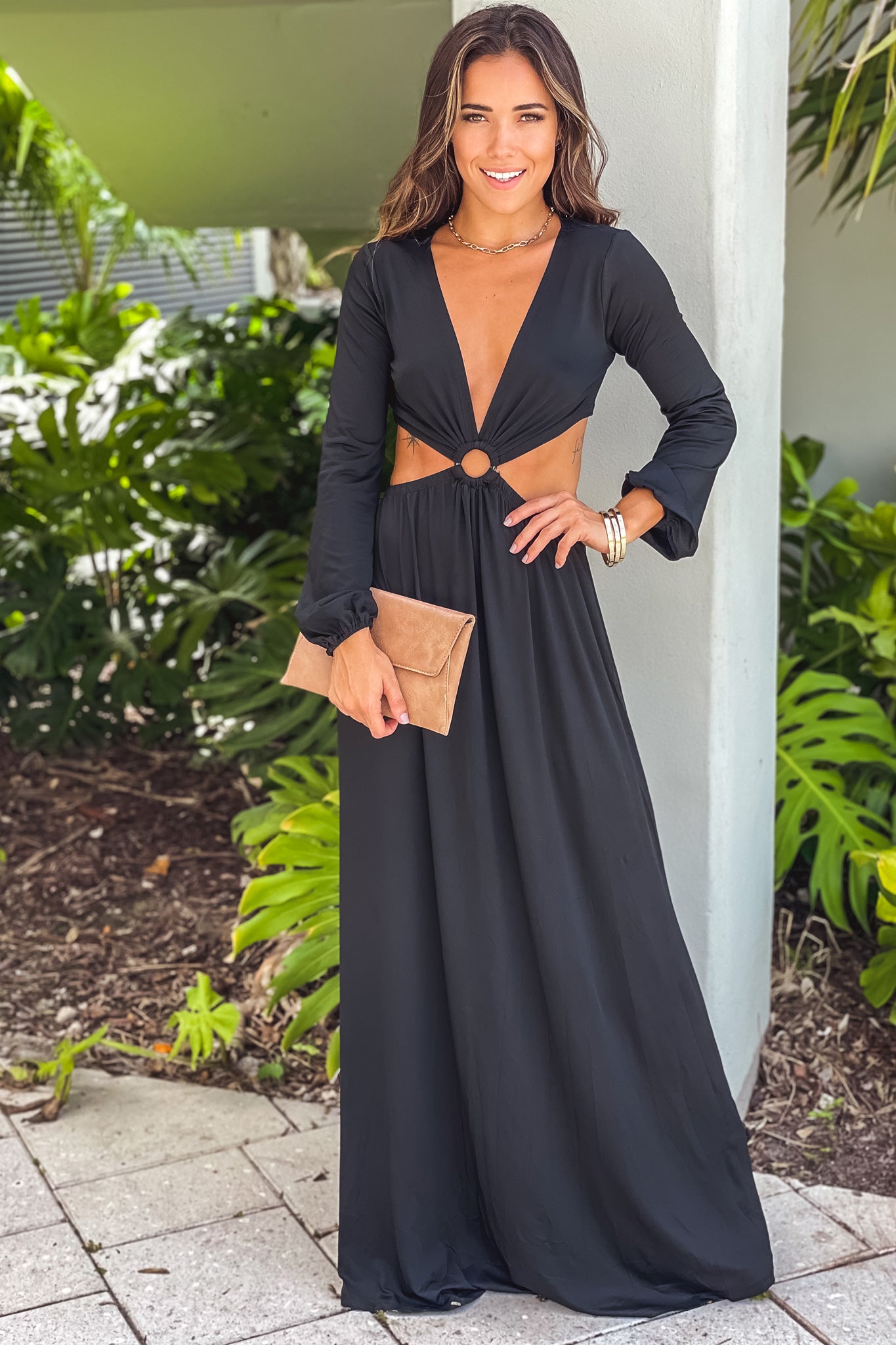The Classic Black V-Neck Maxi Dress main image 1