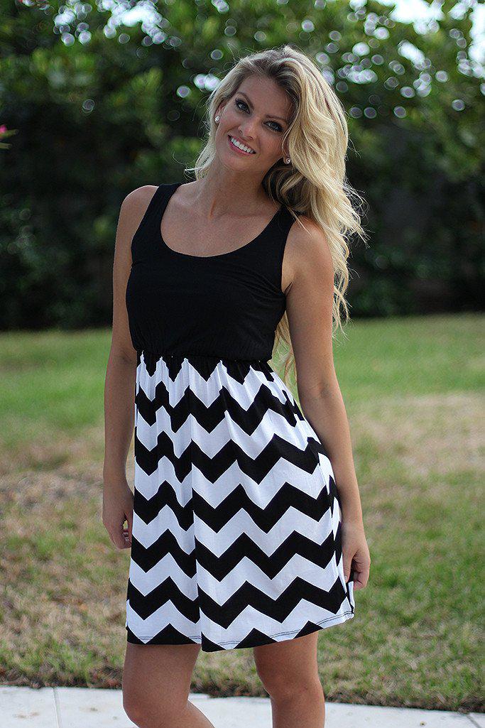 Black and White Chevron Short Dress  Saved by the Dress