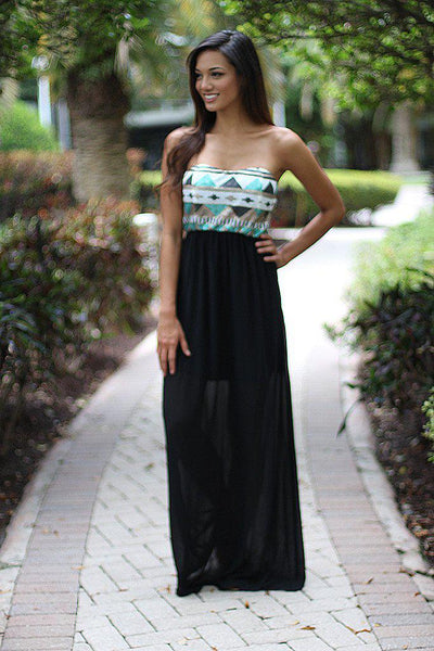 Black Maxi Dress With Sequin Top