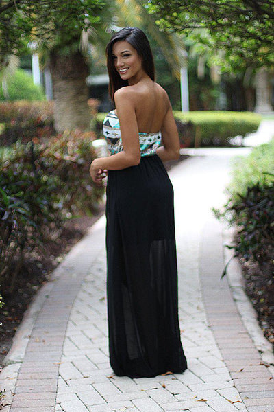Black Maxi Dress With Sequin Top