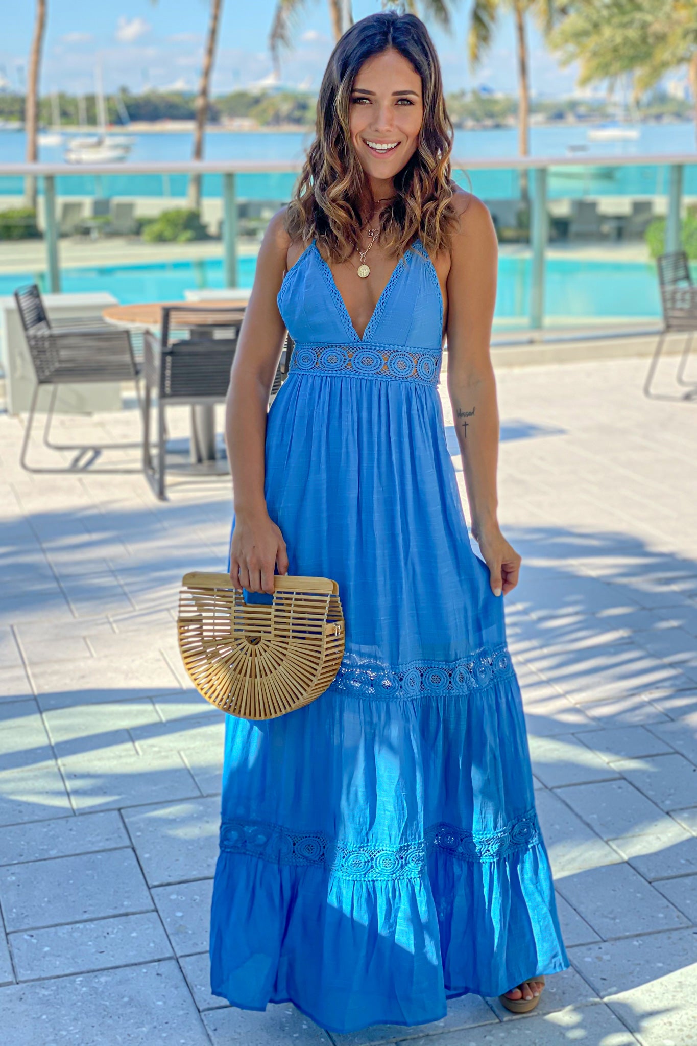 Blue Crochet Waist Maxi Dress | Maxi Dresses Saved by the Dress Blue Crochet Waist Maxi Dress | Maxi Dresses Saved by the Dress