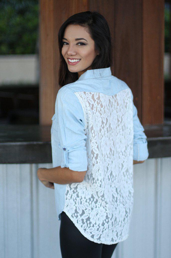 Denim Shirt With Lace Back