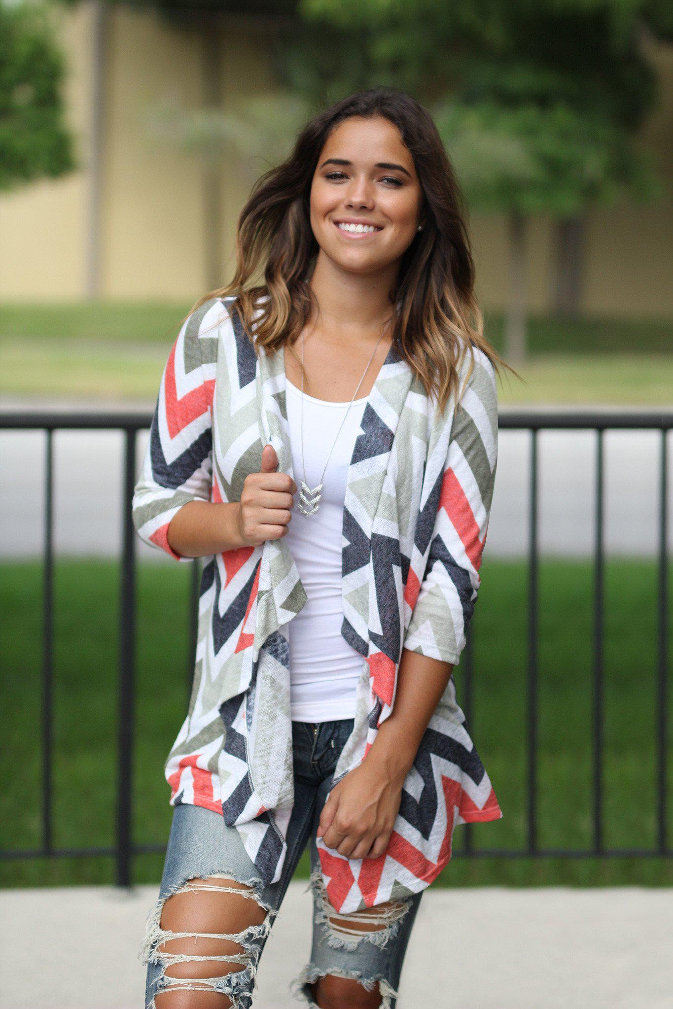 Crochet Multi Color Chevron Cardigan