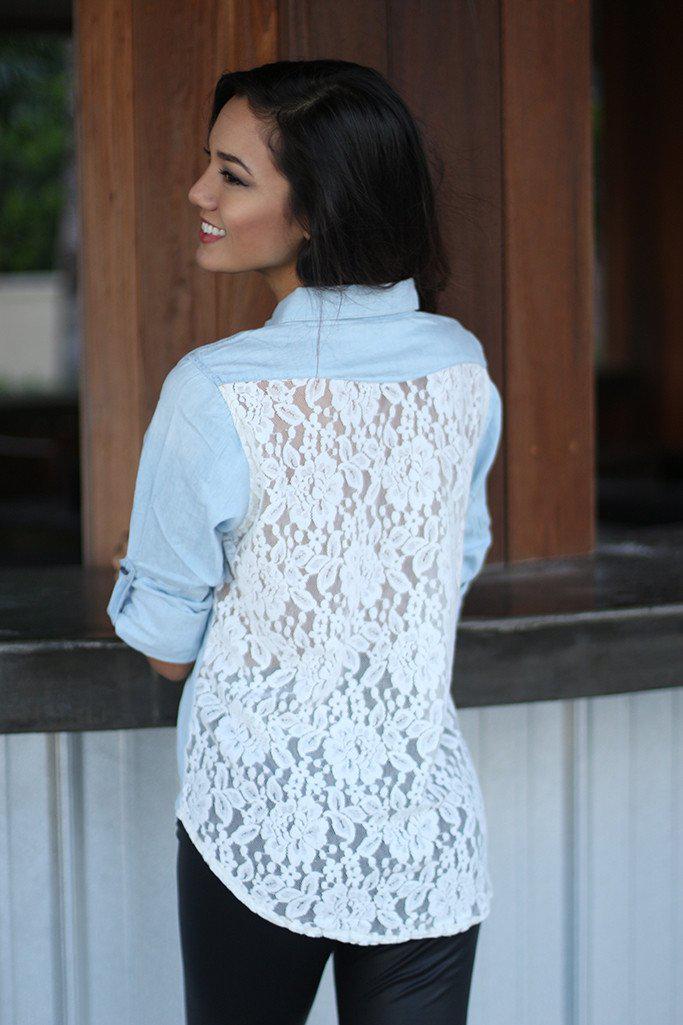 Denim Shirt With Lace Back