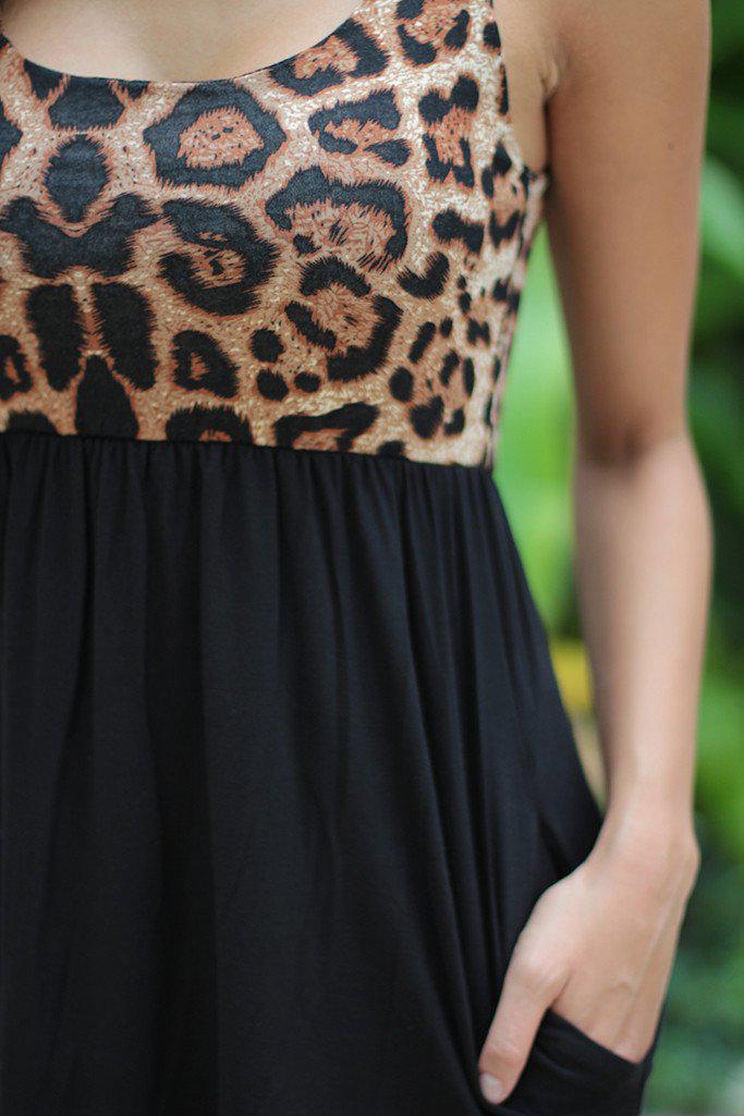 Leopard Short Dress With Pockets
