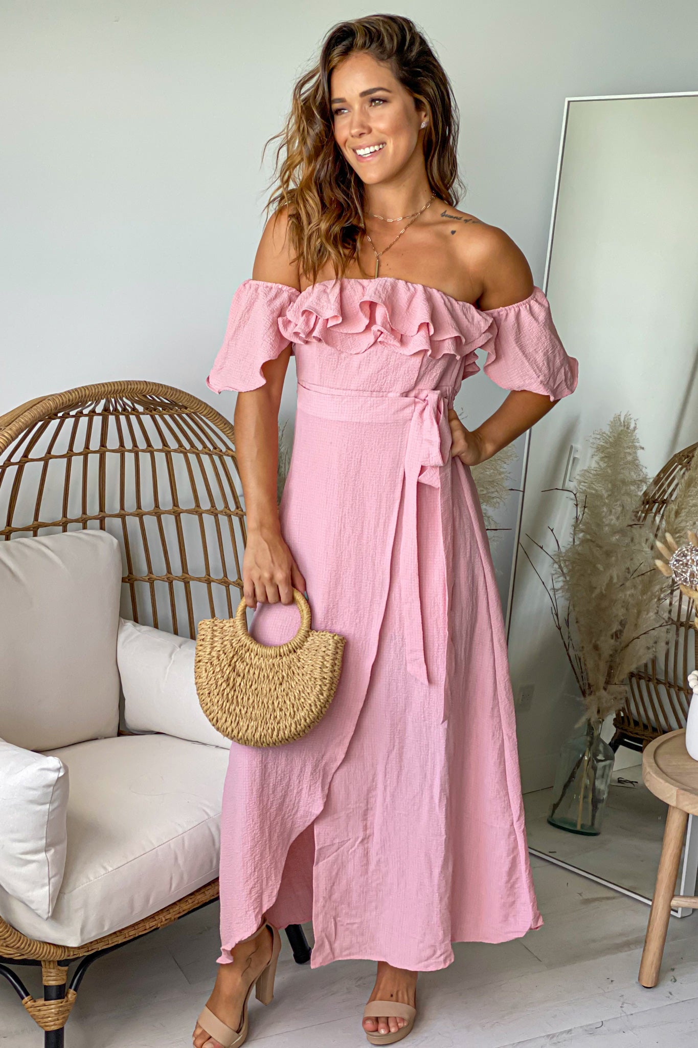 Off shoulder 2024 mauve dress