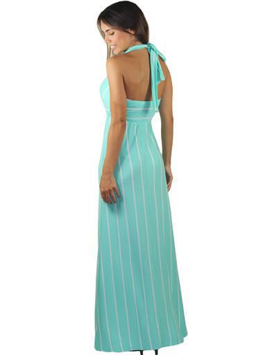 Mint Striped Halter Maxi Dress