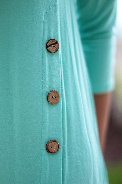 Mint Top With ¾ Sleeves And Buttons