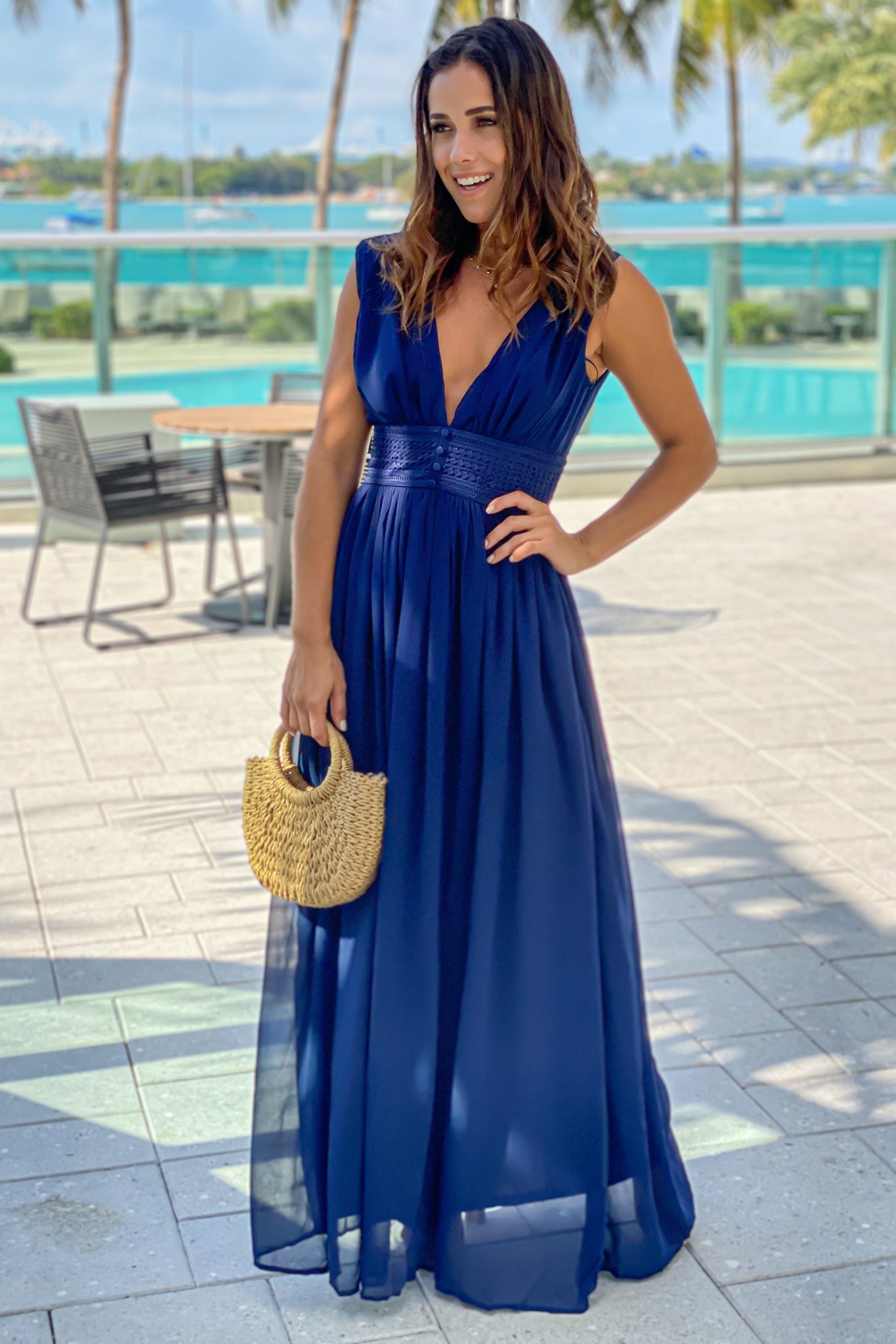 Navy Maxi Dress with Button Detail | Maxi Dresses – Saved by the Dress