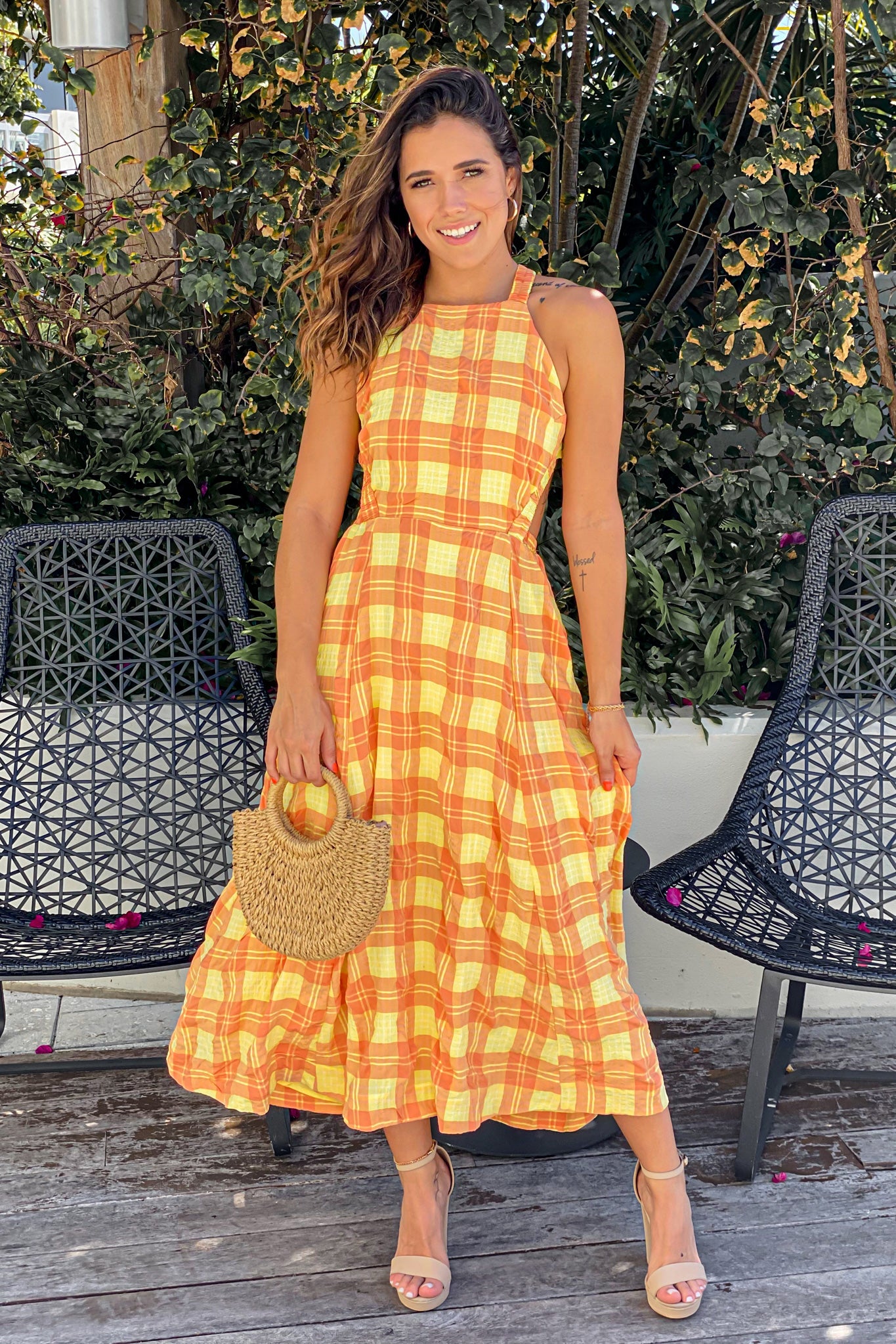 Orange And Yellow Midi Dress | Beautiful Dresses Saved by the Dress Orange And Yellow Midi Dress | Beautiful Dresses Saved by the Dress