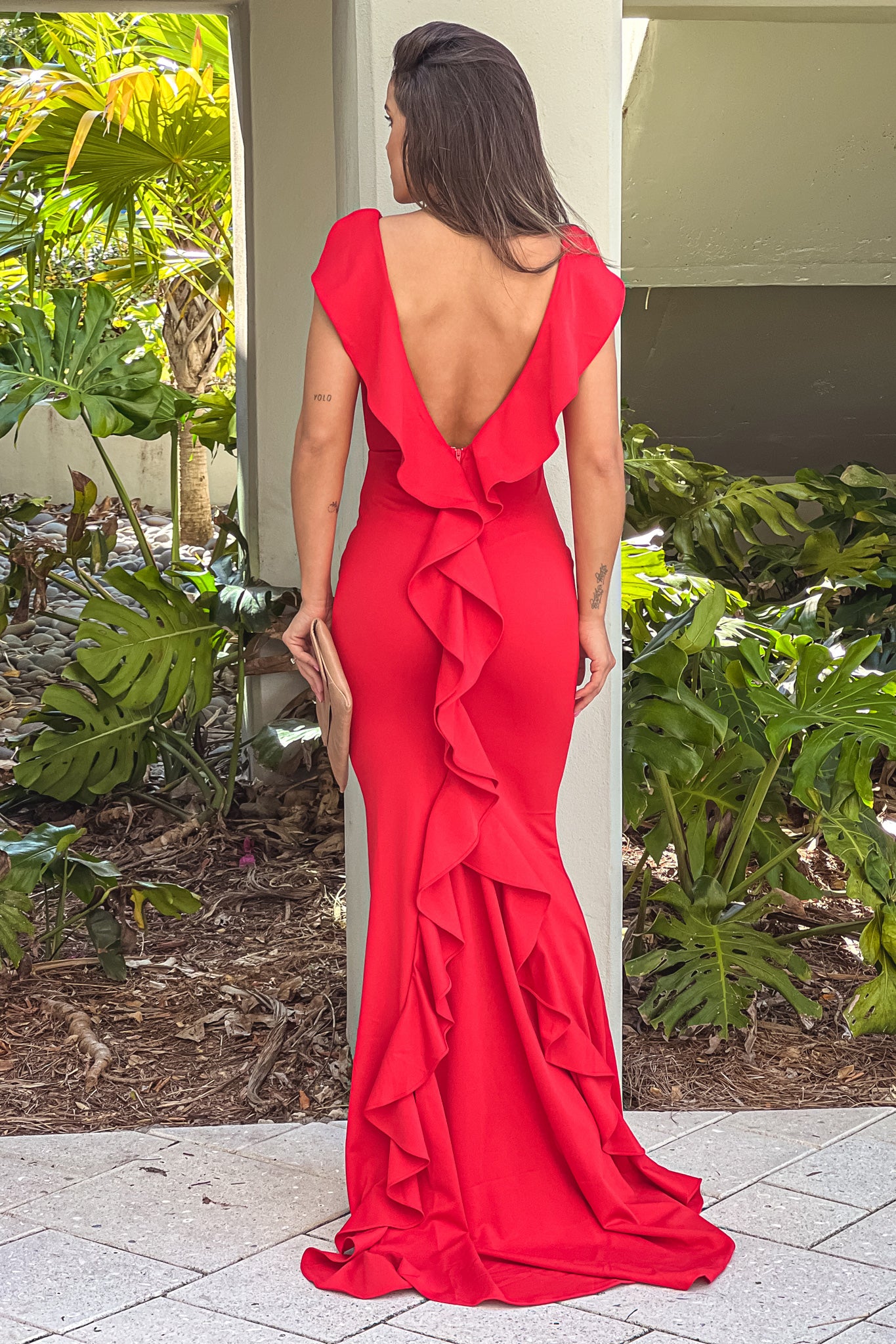 Red Maxi Dress With Ruffle Back | Maxi Dresses Saved by the Dress Red Maxi Dress With Ruffle Back | Maxi Dresses Saved by the Dress