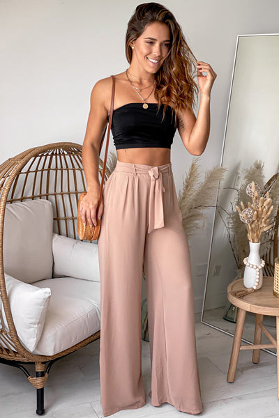 taupe wide legged pants