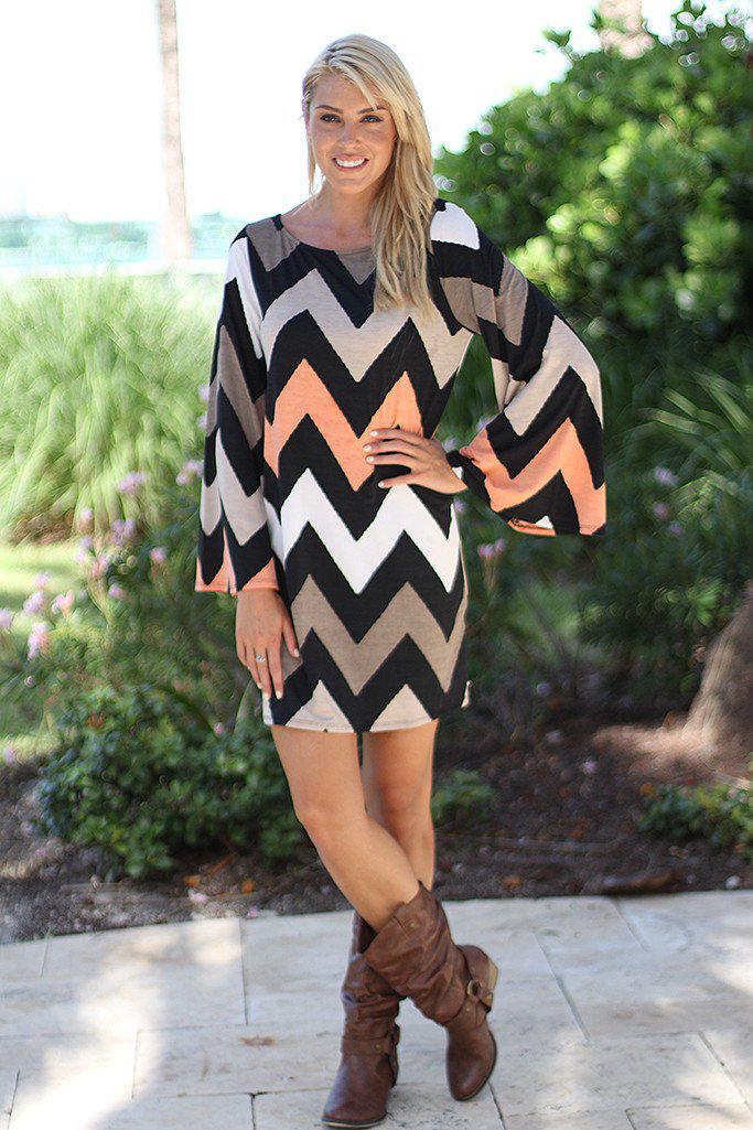 Taupe And Peach Short Chevron Dress | Casual dress  Saved by the Dress