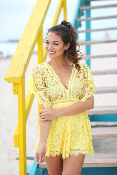 Yellow Lace Romper