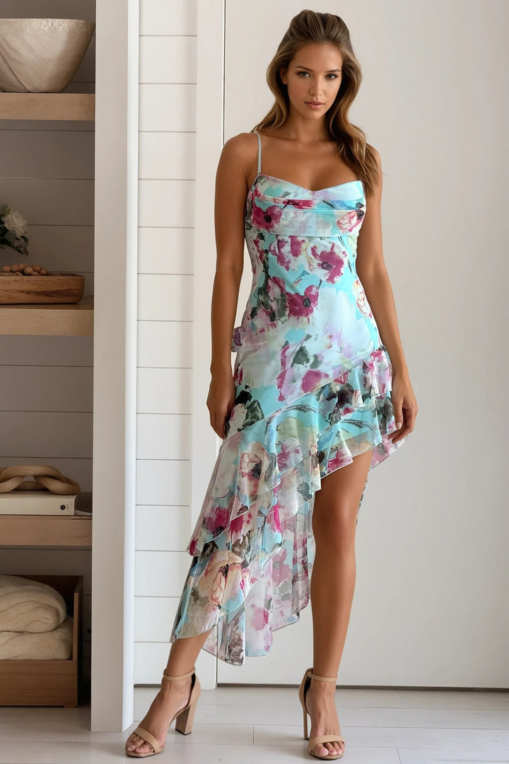 Aqua Floral Asymmetrical Dress | Maxi Dresses Saved by the Dress Aqua Floral Asymmetrical Dress | Maxi Dresses Saved by the Dress